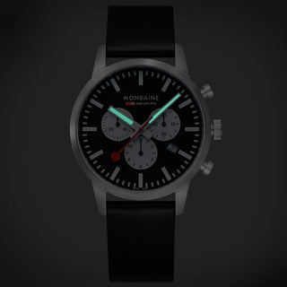 Neo, Schwarzes Veganes Traubenleder, 41 mm , Frontansicht