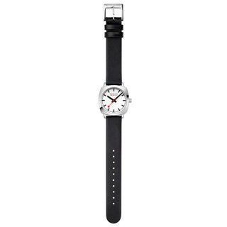 Cushion, 31 mm, Schwarzes veganes Traubenleder Uhr, MSL.31110.LBV, Vorderansicht des Armbands