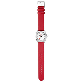 Cushion, 31 mm, Rotes veganes Traubenleder Uhr, MSL.31110.LCV, Vorderansicht des Armbands