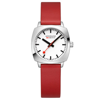 Cushion, 31 mm, Rotes veganes Traubenleder Uhr, MSL.31110.LCV, Frontansicht