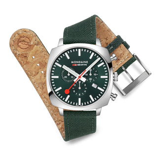 Cushion, 41 mm, Grüne Nachhaltigkeitsuhr, MSL.41460.LF.SET, Vorderansicht des Armbands